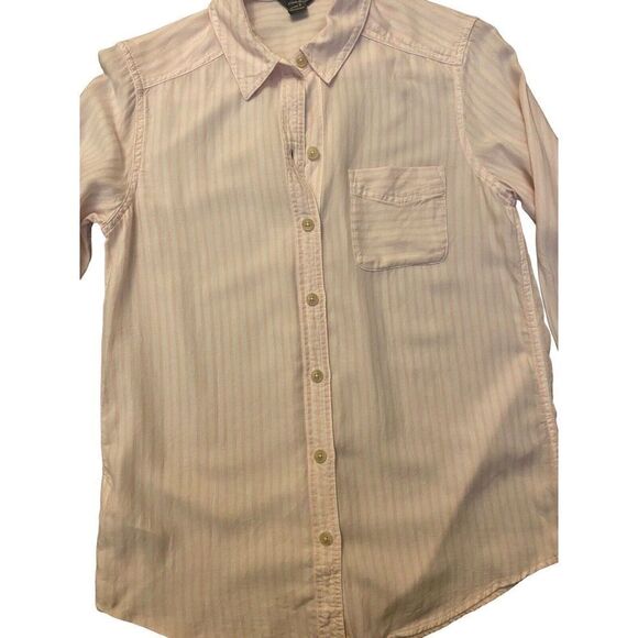 eddie bauer  Women’s striped Pink And White button down Top Size Small - Picture 3 of 7